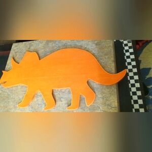 Orange Triceratops Wooden Wall Art